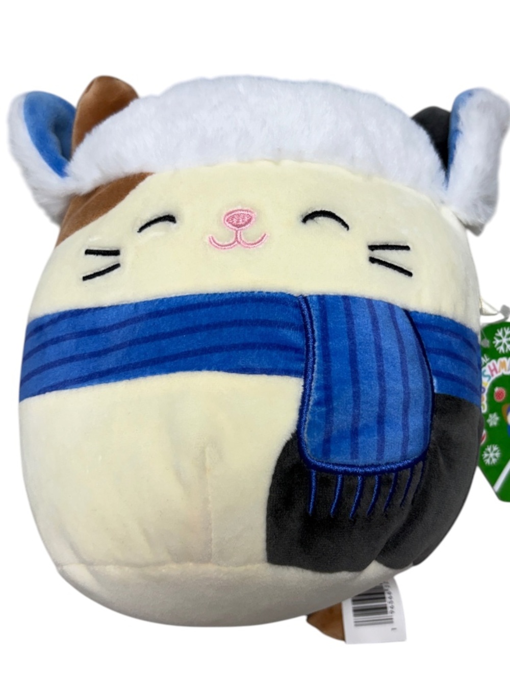 Squishmallows Cam NWT toy plush soft comfort winter Xmas white blue tail kitty